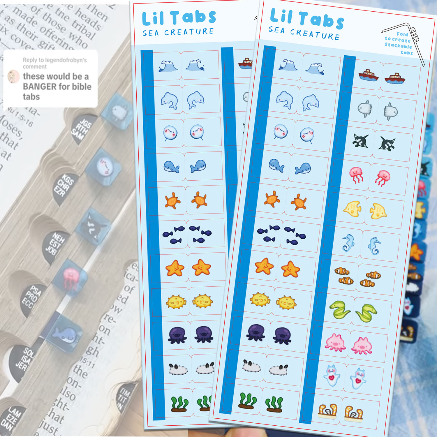 Index Tab Divider - علامات تبويب ملصقات Sea Creature Lil