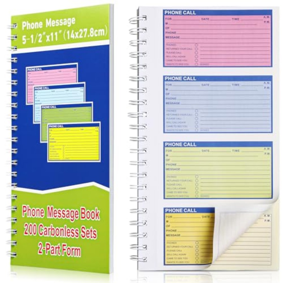 Carbon Copy Book - دفتر رسائل هاتفية حلزوني بورق كربون
