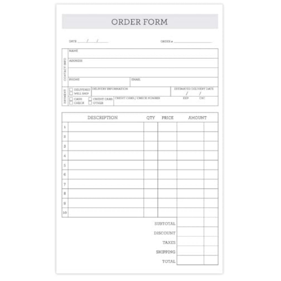 Carbon Copy Book - دفتر طلبات كلاسيكي بسيط من قطعتين