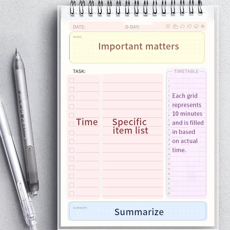 1 قطعة جدول مخطط دوامة A5 دفتر - مراجعة Office Stationery Supply List وسعره