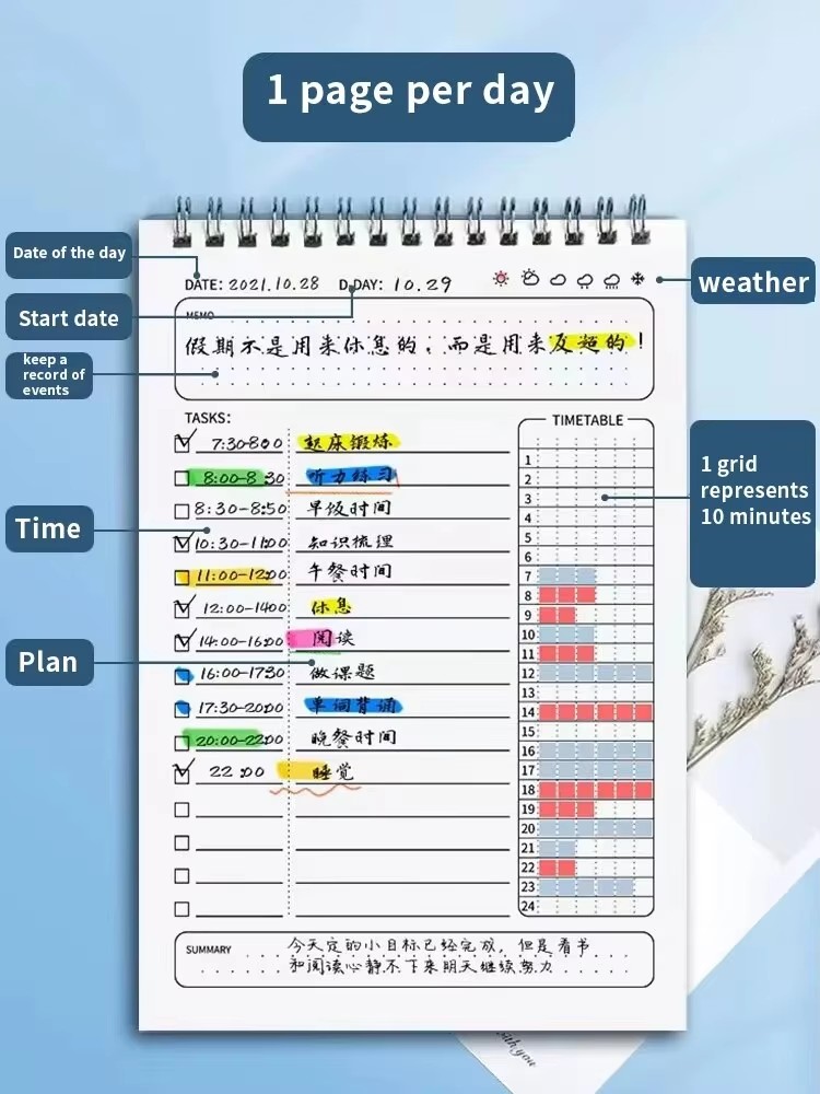دفتر تخطيط يومي حلزوني A5، 160 - مراجعة Office Stationery Supply List وسعره