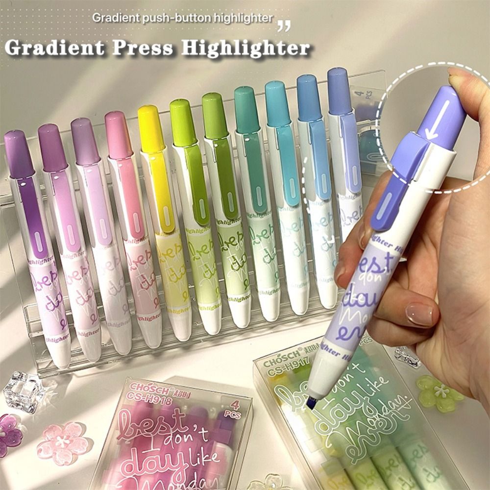 4 قطع أقلام تظليل جديدة متدرجة - مراجعة Highlighter Set Pastel وسعره
