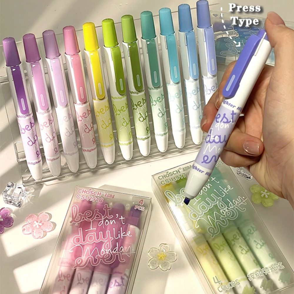 4 قطع أقلام تظليل جديدة متدرجة - مراجعة Highlighter Set Pastel وسعره