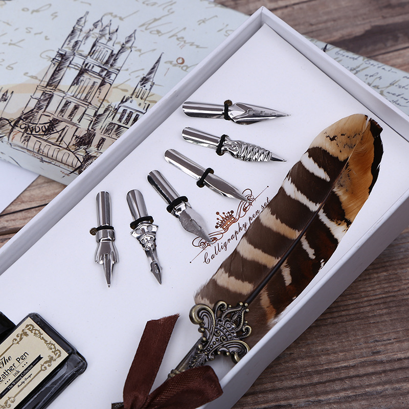 طقم قلم حبر ريشي عتيق مع ختم،  - مراجعة Fountain Pen Ink وسعره